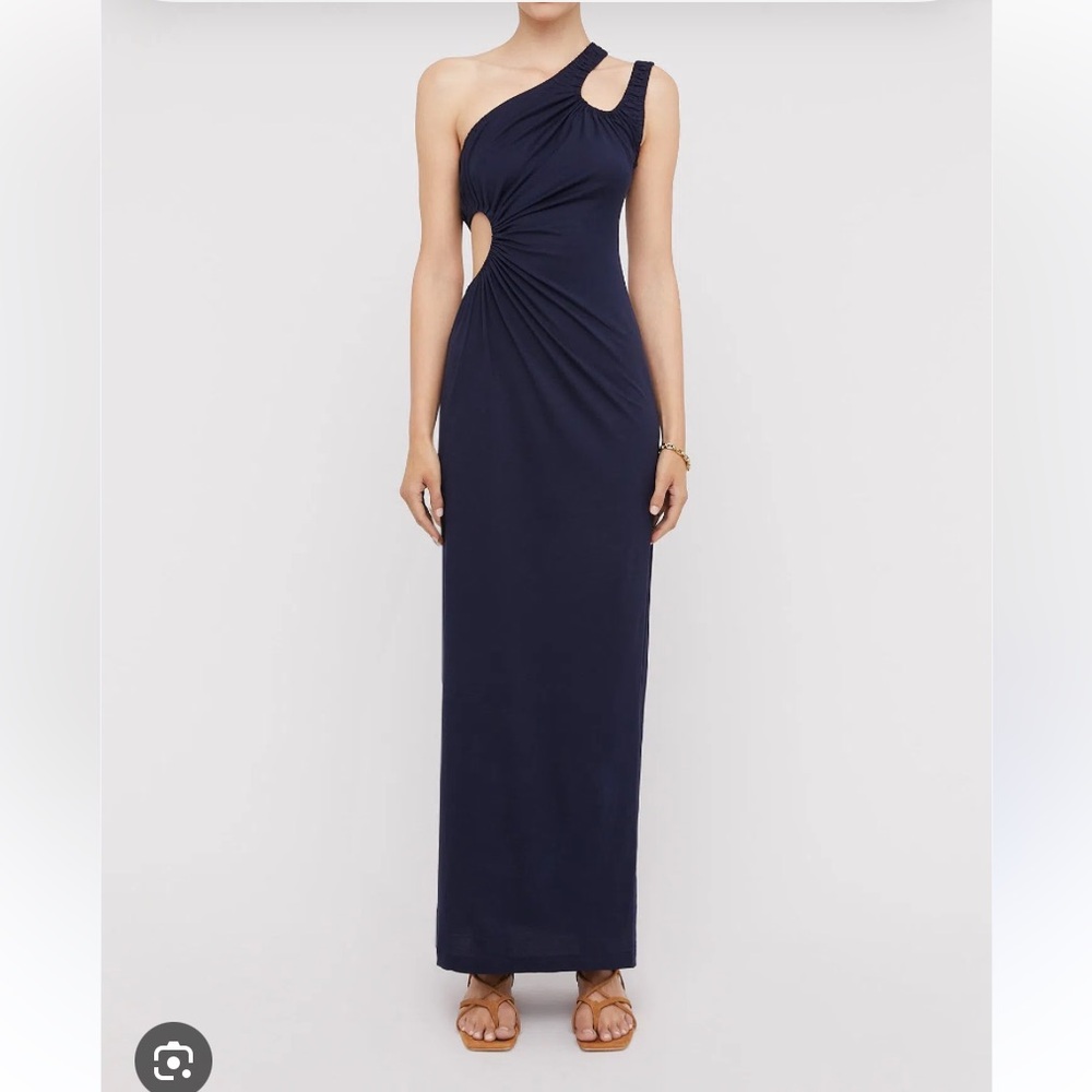 Scanlan Theodore Navy One-Shoulder Maxi Dress